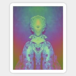 Dramabite Glitch art colourful rainbow woman portrait Sticker